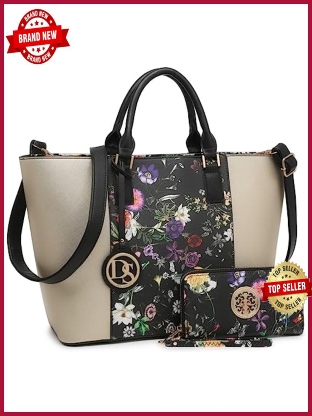 Large Vegan Leather Tote Bag With Matching Wallet